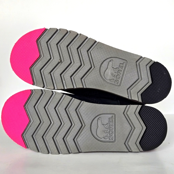 Sorel Rylee Waterproof Black Suede Warm Lined Pink Stars Toddler Girl Sz 5 Boots - Picture 7 of 8